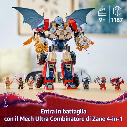 LEGO NINJAGO 71834 Mech Ultra Combinatore di Zane - Robot Giocattolo 4 in 1 Separabile in 4 Modellini, Giochi per Bambini 9+ - 2