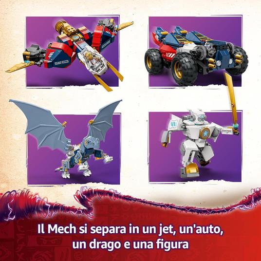 LEGO NINJAGO 71834 Mech Ultra Combinatore di Zane - Robot Giocattolo 4 in 1 Separabile in 4 Modellini, Giochi per Bambini 9+ - 3