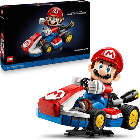LEGO Mario Kart: Mario e Kart Standard - Personaggio Nintendo da Esposizione con Modellino di Auto - 72037