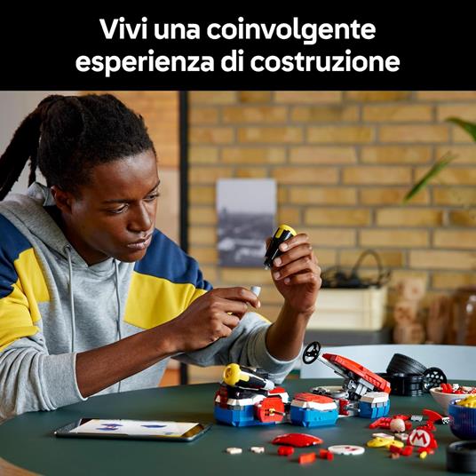 LEGO Mario Kart: Mario e Kart Standard - Personaggio Nintendo da Esposizione con Modellino di Auto - 72037 - 3