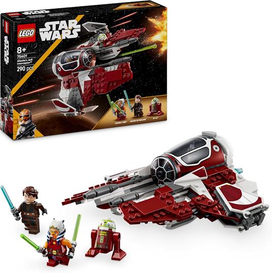 LEGO Star Wars 75401 Jedi Interceptor di Ahsoka con Minifigure di Anakin Skywalker Droide, Starfighter Giocattolo Bambini 8+