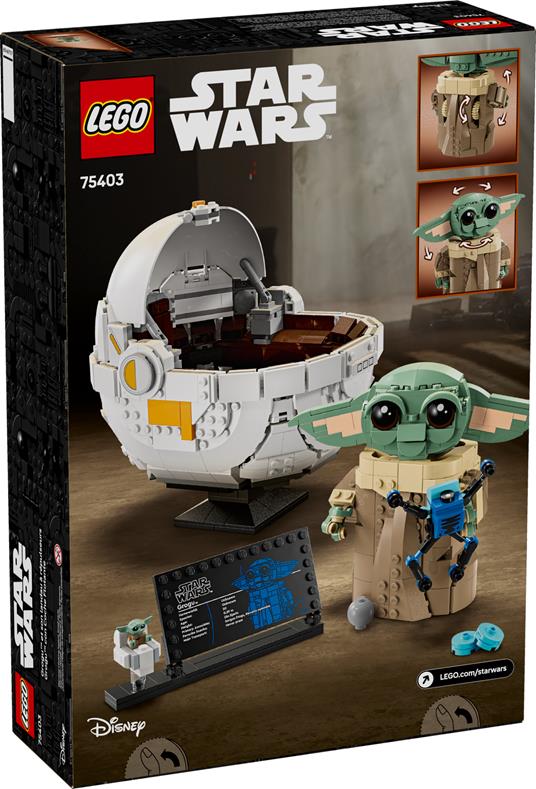 LEGO Star Wars 75403 Grogu e Carrozzina con Rana Sorgan e Minifigure di Grogu da Collezione, Giocattolo per Bambini 10+