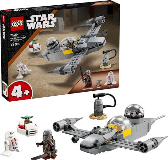 LEGO Star Wars 75410 N-1 Starfighter di Mando e Grogu con 3 Personaggi, Astronave Giocattolo da Costruire per Bambini 4+