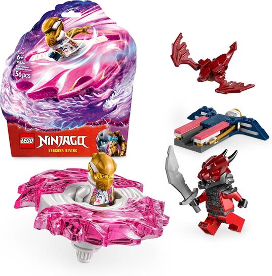 LEGO NINJAGO 71824 Spinner del Drago Spinjitzu di Sora - Trottola Giocattolo con 2 Minifigure e Armi, Giochi per Bambini 6+