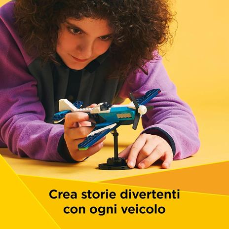 LEGO Creator 3 in 1 31160 Velivolo: Aereo da Competizione, Aeroplano Giocattolo Trasformabile in Elicottero e Jet, Bambini 7+ - 3