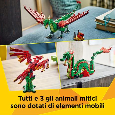 LEGO Creator 3 in 1 31161 Drago Medievale Giocattolo, Si Trasforma in Serpente o Fenice, Animali da Costruire per Bambini 9+ - 3