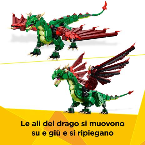 LEGO Creator 3 in 1 31161 Drago Medievale Giocattolo, Si Trasforma in Serpente o Fenice, Animali da Costruire per Bambini 9+ - 4