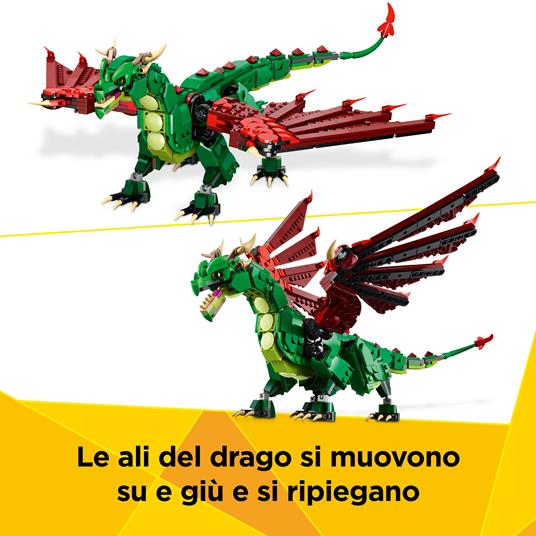 LEGO Creator 3 in 1 31161 Drago Medievale Giocattolo, Si Trasforma in Serpente o Fenice, Animali da Costruire per Bambini 9+ - 4