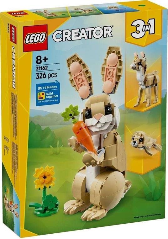 LEGO Creator 3 in 1 31162 Adorabile Coniglio Giocattolo, Si Trasforma in Lama o in Foca, Animali da Costruire per Bambini 8+