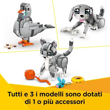 LEGO Creator 3 in 1 31163 Gatto Giocoso Giocattolo, Si Trasforma in Piccione o in Cane - Animali da Costruire per Bambini 8+ - 4
