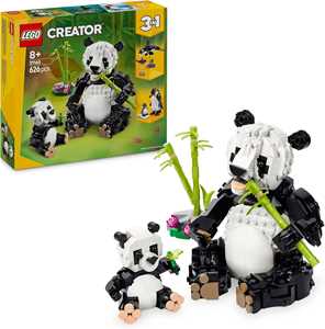 LEGO Creator 3 in 1 31165 Animali Selvatici: Famiglia di Panda Giocattolo, Si Trasforma in Pinguino e Orca, Giochi Bambini 8+
