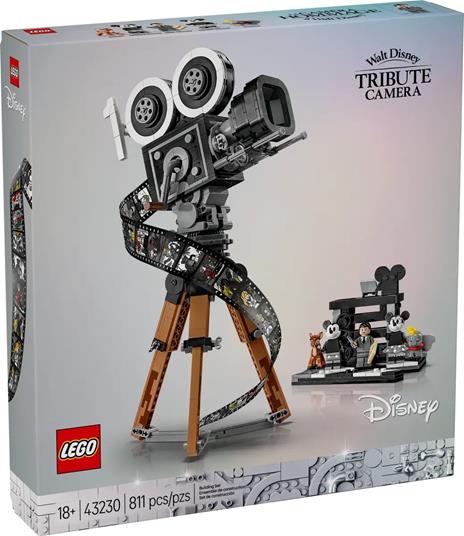 LEGO Disney 43230 Cinepresa Omaggio a Walt Disney 100° Anniversario con Minifigure di Topolino e Minnie Regali Donna e Uomo