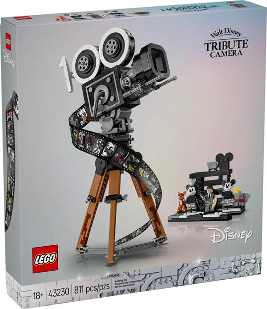 LEGO Disney 43230 Cinepresa Omaggio a Walt Disney 100° Anniversario con Minifigure di Topolino e Minnie Regali Donna e Uomo