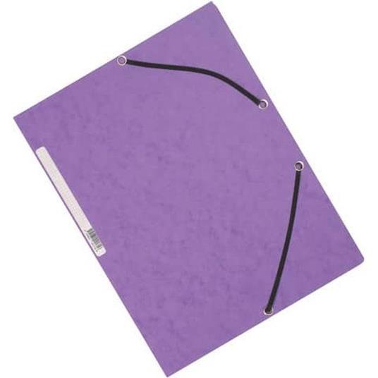 Cartellina a 3 lembi con elastico Q-Connect 24,3x32 cm cartoncino manilla 375 g/m² viola - KF02171 (Conf.10)