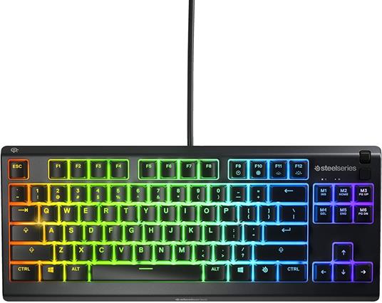SteelSeries Apex 3 TKL - RGB Tastiera da Gaming - Fattore di Forma Compatto Senza tastierino numerico studiato per Gli Esport - Illuminazione RGB a 8 Zone - Layout Tedesco QWERTZ - 2