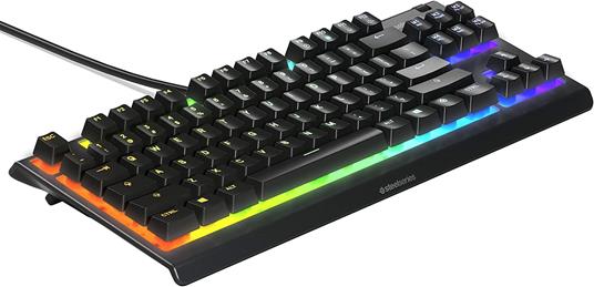 SteelSeries Apex 3 TKL - RGB Tastiera da Gaming - Fattore di Forma Compatto Senza tastierino numerico studiato per Gli Esport - Illuminazione RGB a 8 Zone - Layout Tedesco QWERTZ - 3