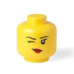 LEGO Scatola Testa Ragazza Porta Oggetti Piccola Impilabile, 2,0 L, Giallo