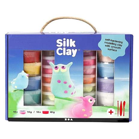 Silk Clay 98110 Self-Hardening Modelling Clay With Smooth Surface Sortierte Farben