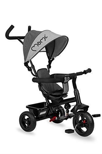 MOMI IRIS 5-in-1 triciclo per bambini con funzione di passeggino, per bambini da 9 mesi a 5 anni, telaio stabile, sedile a 360° con cintura di sicurezza a 5 punti, cappottina parasole, ruote in PU
