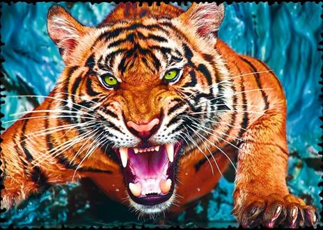 Puzzle da 600 Pezzi - Crazy Shapes: Faccia a Faccia con una Tigre - 2