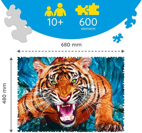 Puzzle da 600 Pezzi - Crazy Shapes: Faccia a Faccia con una Tigre - 4