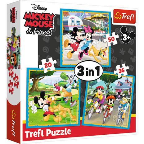 trefl Disney Puzzle 3 in 1 modello Minnie&Mickey Mouse 20 36 50 pezzi, 34846, multicolore