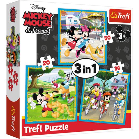 trefl Disney Puzzle 3 in 1 modello Minnie&Mickey Mouse 20 36 50 pezzi, 34846, multicolore