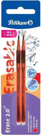 Pelikan Refill Universale per Penna Roller Cancellabile, Inchiostro Rosso, Punta M 0,7 mm Indeformabile, 2 Pezzi