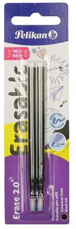 Pelikan Refill Universale per Penna Roller Cancellabile, Inchiostro Nero, Punta M 0,7 mm Indeformabile, 2 Pezzi