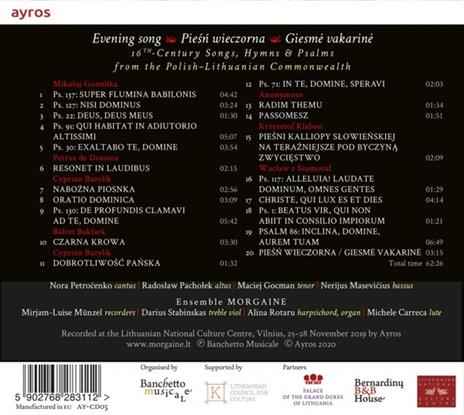 Evening Song-Piesri Wieczorna-Giesme Vakarine - CD Audio di Ensemble Morgaine - 2