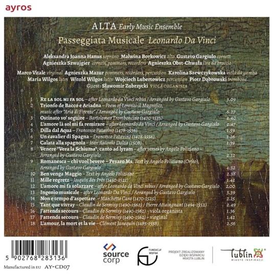 Passeggiata Musicale. Leonardo Da Vinci - CD Audio di Alta Early Music Ensemble - 2