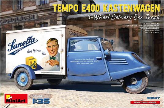1/35 Tempo E400 Kastenwagen 3-Wheel Delivery Box Track