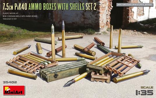 Miniart: 1/35 7.5Cm Pak40 Ammo Boxes With Shells Set 2 (5/23) *