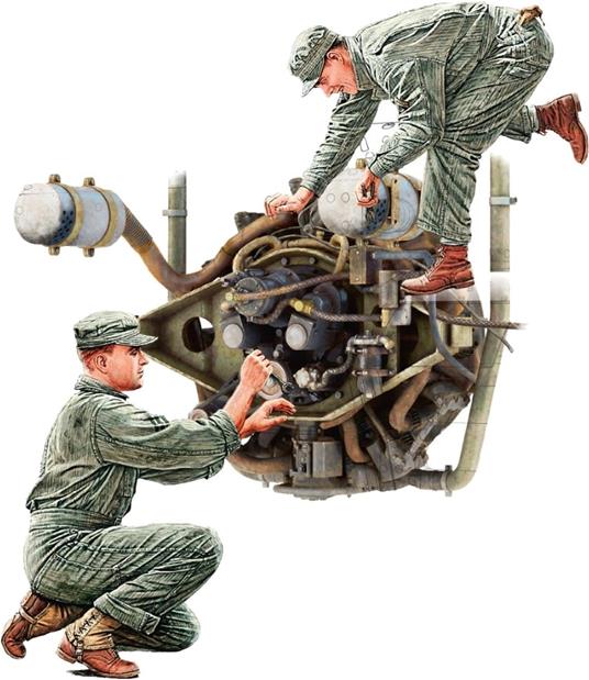 U.S. Tank Repair Crew w/Continental W-670 Engine