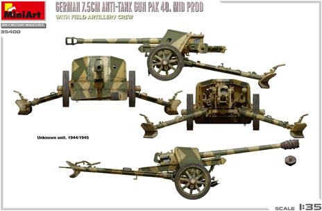 German 7.5cm Anti-Tank Gun PaK 40. Mid Prod w/ Artillery Crew - 5