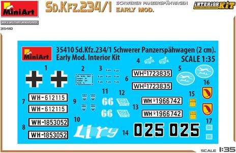 Sd.Kfz.234/1 Schwerer Panzerspähwagen (2 cm). Early Mod. Interior Kit - 5