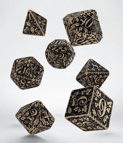 Forest 3D Dice Set beige & black (7)