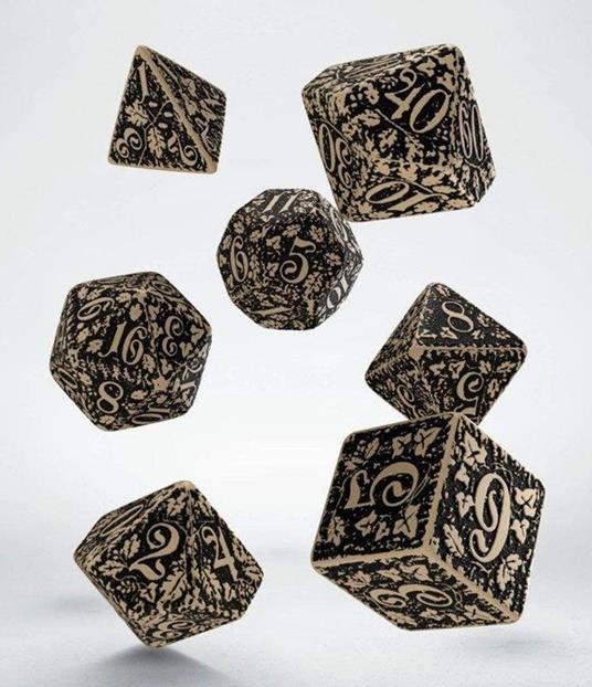 Forest 3D Dice Set beige & black (7)