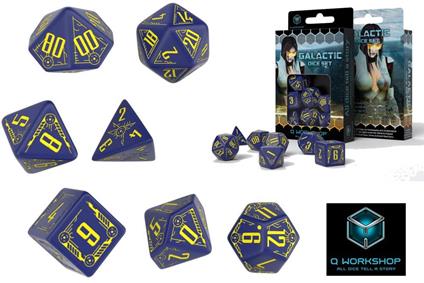 Galactic Dice Set Navy-Yellow 7 Dadi