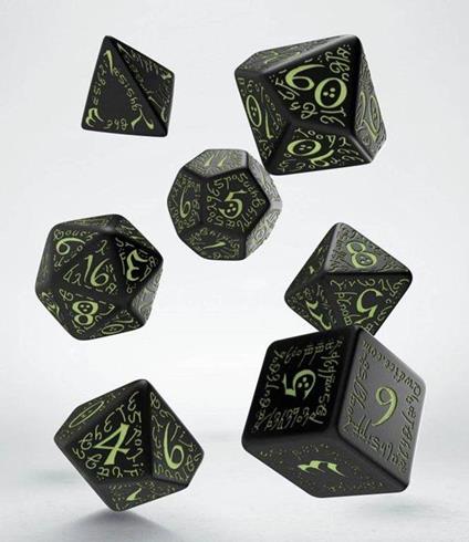 Elvish Dice Set black & glow-in-the-dark (7)