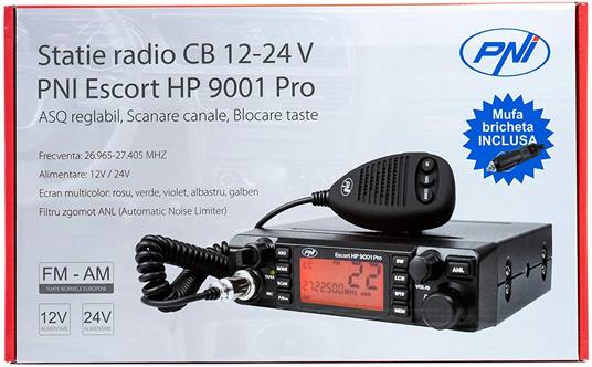 Radio CB PNI Escort HP 9700 USB - 40 Canaux AM/FM, ANC, ASQ - Alimentation 12V/24V, Prise Allume-cigare - Pour Voiture, Camion - 8