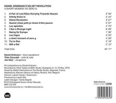 A Short Moment Of Zero G - CD Audio di Daniel Erdmann - 2
