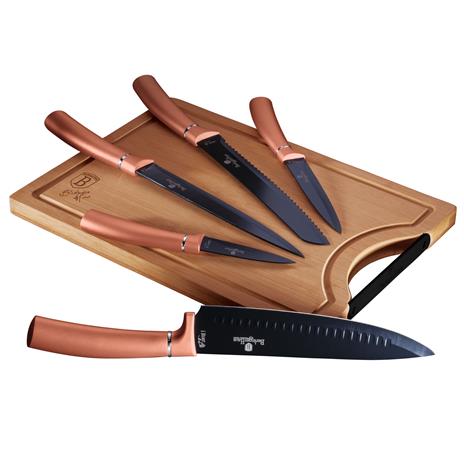 Berlinger Haus Rose Gold Set di 5 Coltelli da Cucina Professionali Acciaio Inox Coltello Cuoco Tagliere  Oro rosa