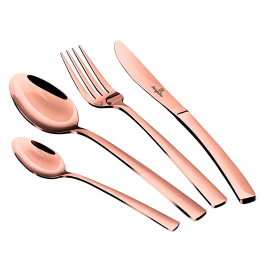 Berlinger Haus Rose Gold Set di Posate 24 Pezzi in Acciaio Inox Finitura Lucida, Servizio per 6 Persone Oro Rosa