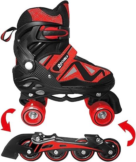 Pattini Convertibili Bambina Pattini Convertibili Bambino Pattini Convertibili Adulto Pattini a Rotelle regolabili. pattini a rotelle bambina (35-38 Rosso) - 2