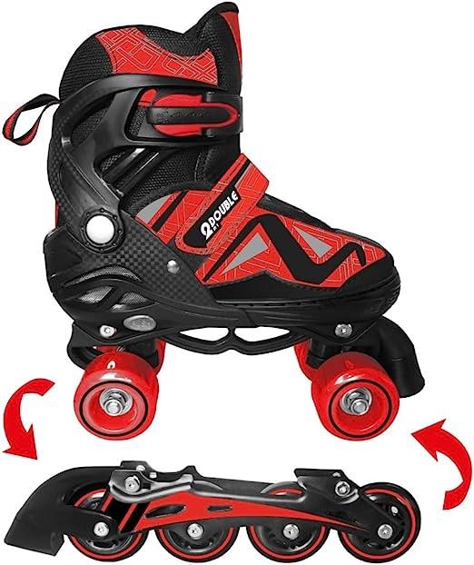 Pattini Convertibili Bambina Pattini Convertibili Bambino Pattini Convertibili Adulto Pattini a Rotelle regolabili. pattini a rotelle bambina (35-38 Rosso) - 2