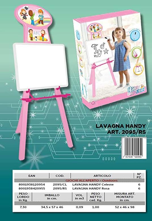 Lavagna Bambini Rosa cavalletto di Plastica Altezza Regolabile accessori da Doppia Faccia numeri Bianca cm Cancellabile Educativi - 2