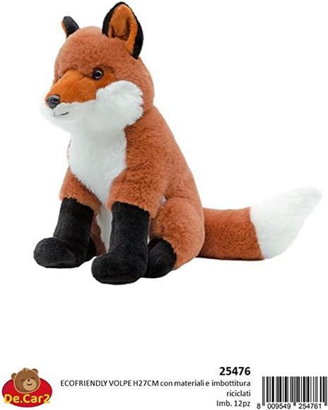 Peluche Giocattolo Morbido e Coccoloso per Bambini Collezione Animali Safari e Animali Marini Peluche, Perfetto per i Bambini Ecofriendly (Volpe Peluche) - 2