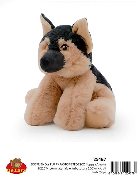 Peluche Giocattolo Morbido e Coccoloso per Bambini Collezione Animali Safari e Animali Marini Peluche, Perfetto per i Bambini Ecofriendly (Pastore Tedesco) - 2