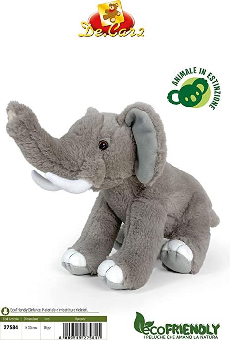 Peluche Giocattolo Morbido e Coccoloso per Bambini Collezione Animali Safari e Animali Marini Peluche, Perfetto per i Bambini Ecofriendly (Elefante Peluche) - 2